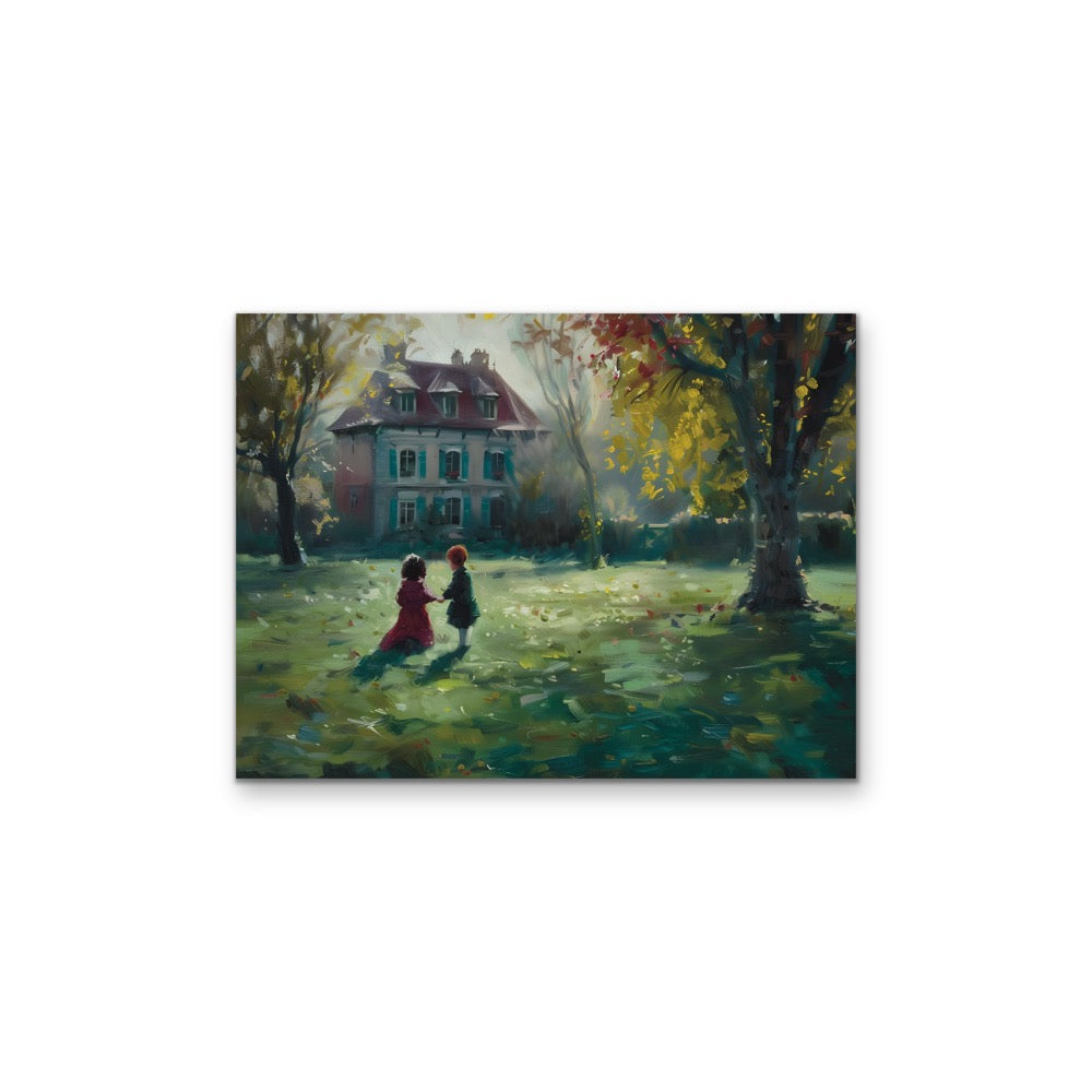 Victorian Kids - Vintage House Landscape Stretched Canvas, Wall Art Print I Heart Wall Art Australia