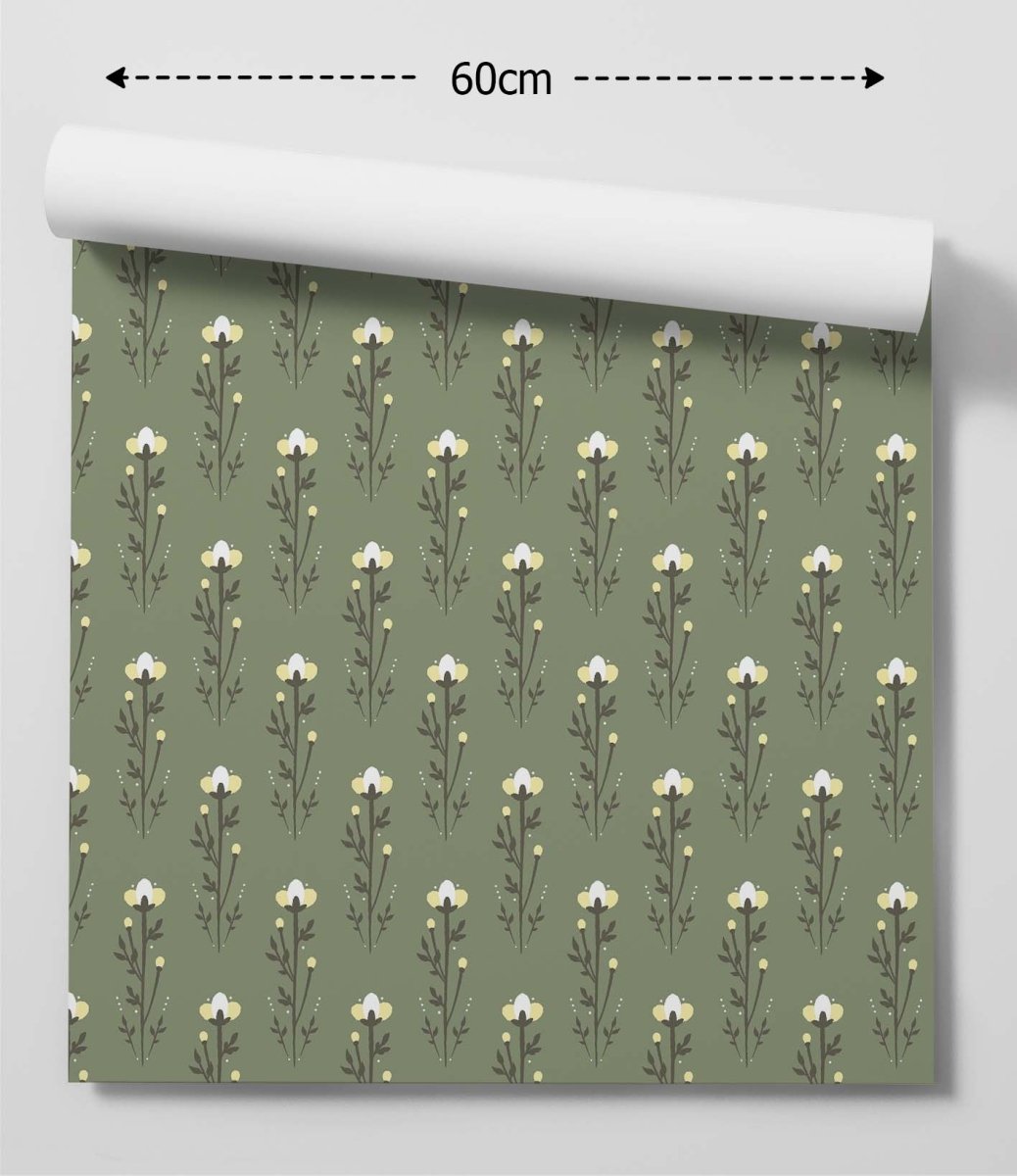 'Vintage Classic Green' Design 1 - Floral Removable Wallpaper - I Heart Wall Art - Poster Print, Canvas Print or Framed Art Print
