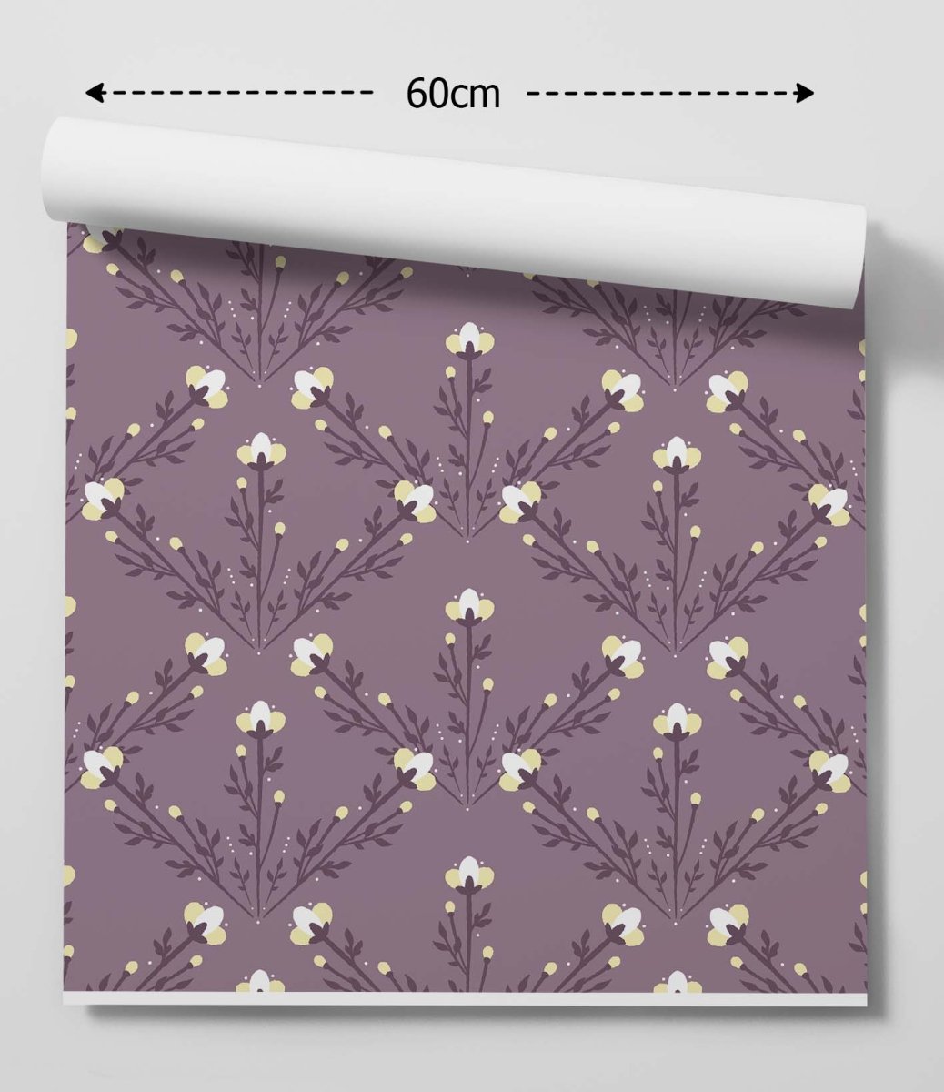 'Vintage Classic Purple' Design 2 - Floral Removable Wallpaper - I Heart Wall Art - Poster Print, Canvas Print or Framed Art Print