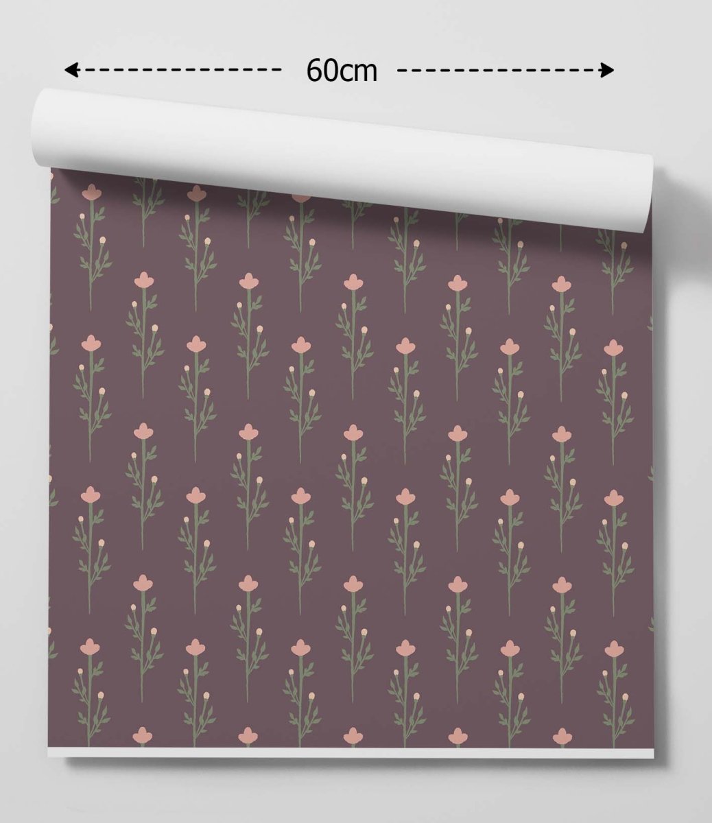 'Vintage Folk Floral' - Purple & Floral Removable Wallpaper - I Heart Wall Art - Poster Print, Canvas Print or Framed Art Print