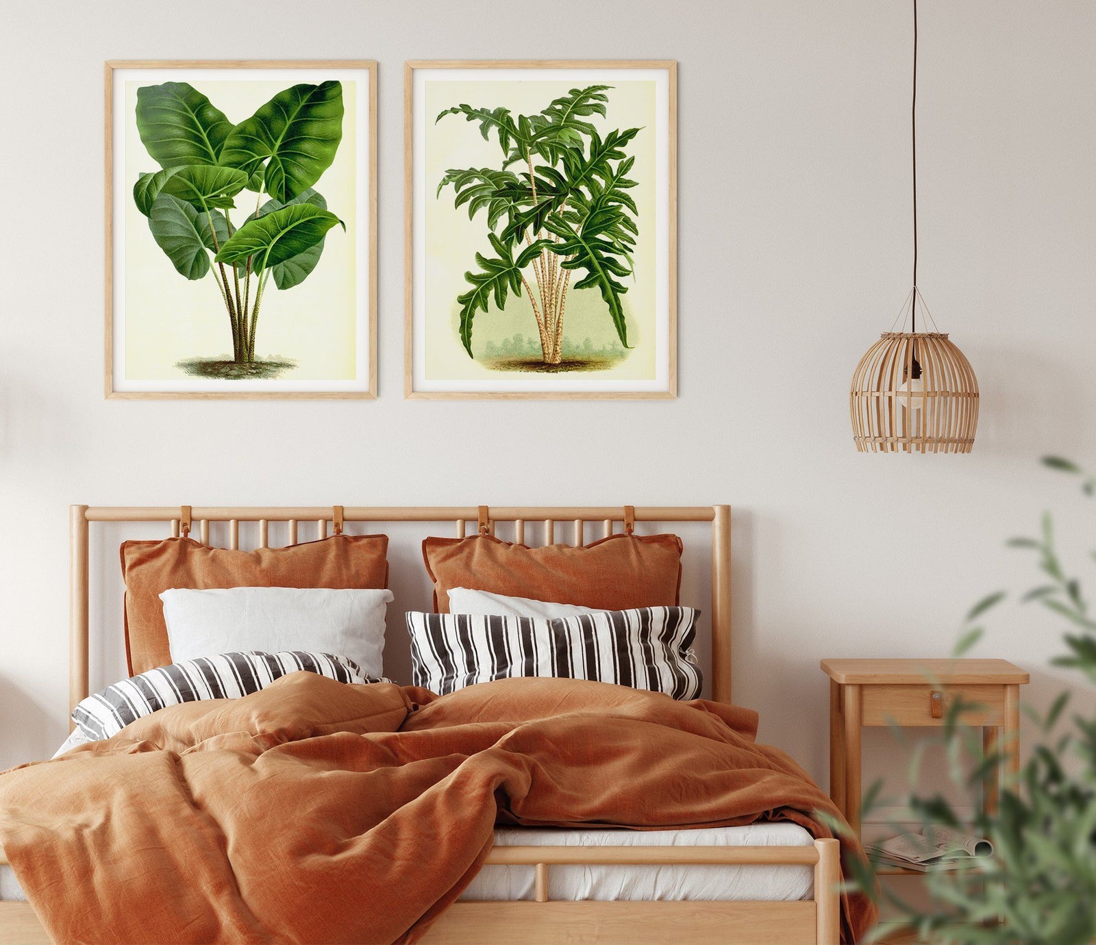 Vintage Palms - Two Piece Vintage Boho Palm Illustration Print Set Diptych - I Heart Wall Art