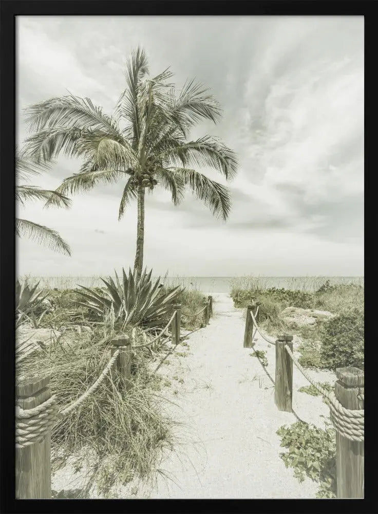 Vintage path to the beach - Stretched Canvas, Poster or Fine Art Print I Heart Wall Art