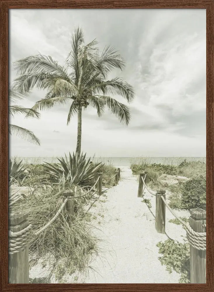 Vintage path to the beach - Stretched Canvas, Poster or Fine Art Print I Heart Wall Art