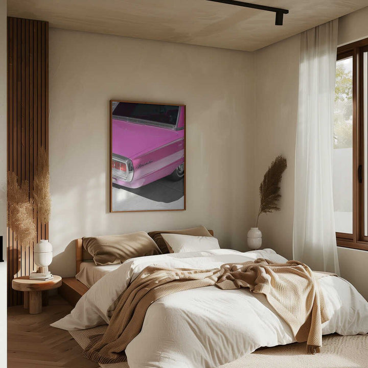 Vintage Pink 1965 Thunderbird - Stretched Canvas, Poster or Fine Art Print - I Heart Wall Art - Poster Print, Canvas Print or Framed Art Print