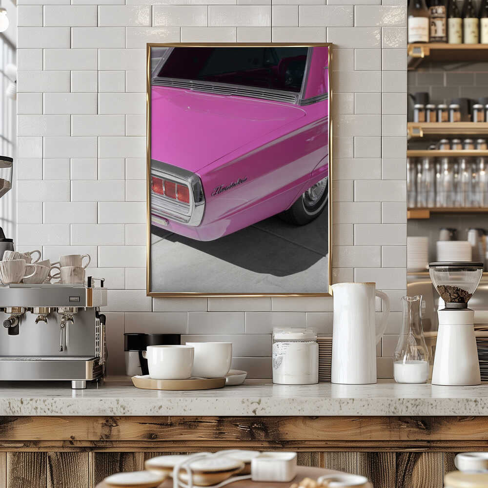 Vintage Pink 1965 Thunderbird - Stretched Canvas, Poster or Fine Art Print - I Heart Wall Art - Poster Print, Canvas Print or Framed Art Print