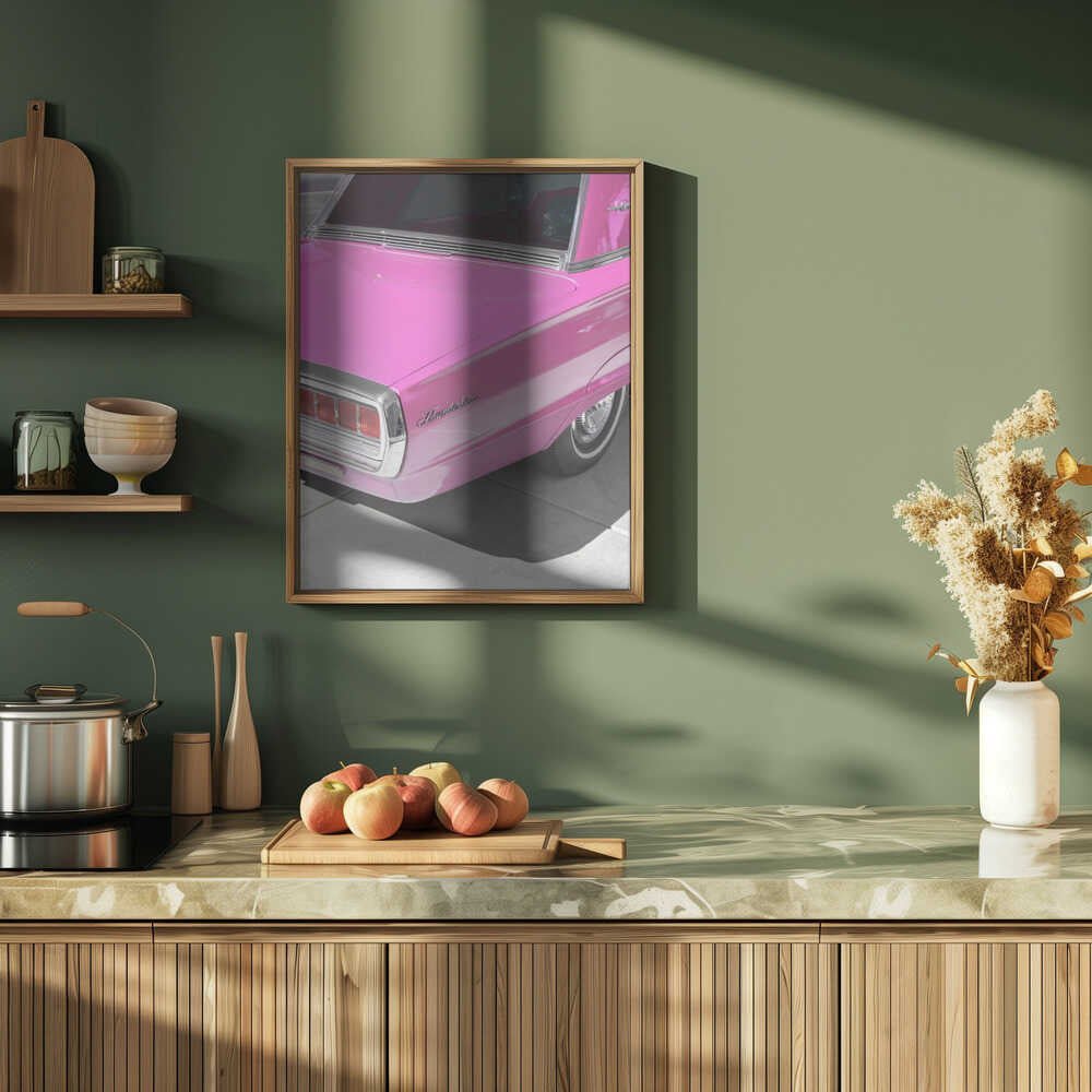 Vintage Pink 1965 Thunderbird - Stretched Canvas, Poster or Fine Art Print - I Heart Wall Art - Poster Print, Canvas Print or Framed Art Print