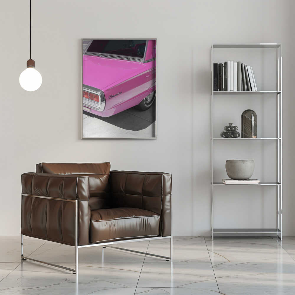 Vintage Pink 1965 Thunderbird - Stretched Canvas, Poster or Fine Art Print - I Heart Wall Art - Poster Print, Canvas Print or Framed Art Print