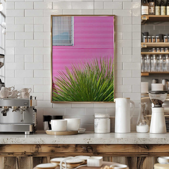 Vintage Pink Camper Trailer with Cactus - Stretched Canvas, Poster or Fine Art Print - I Heart Wall Art - Poster Print, Canvas Print or Framed Art Print