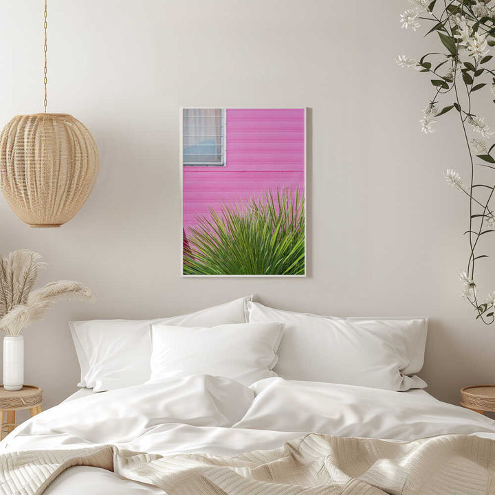 Vintage Pink Camper Trailer with Cactus - Stretched Canvas, Poster or Fine Art Print - I Heart Wall Art - Poster Print, Canvas Print or Framed Art Print