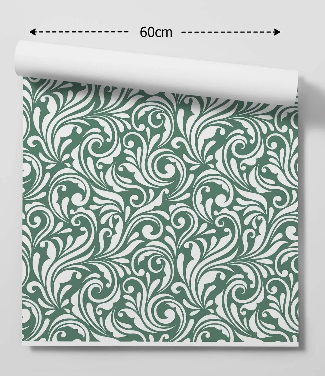 Vintage Whirl Wallpaper in Eucalyptus Green At Half Size - Peel and Stick Removable Wallpaper I Heart Wall Art Australia