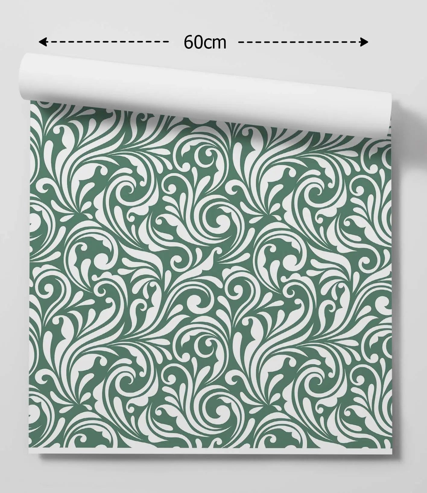 Vintage Whirl Wallpaper in Eucalyptus Green At Half Size - Peel and Stick Removable Wallpaper I Heart Wall Art Australia