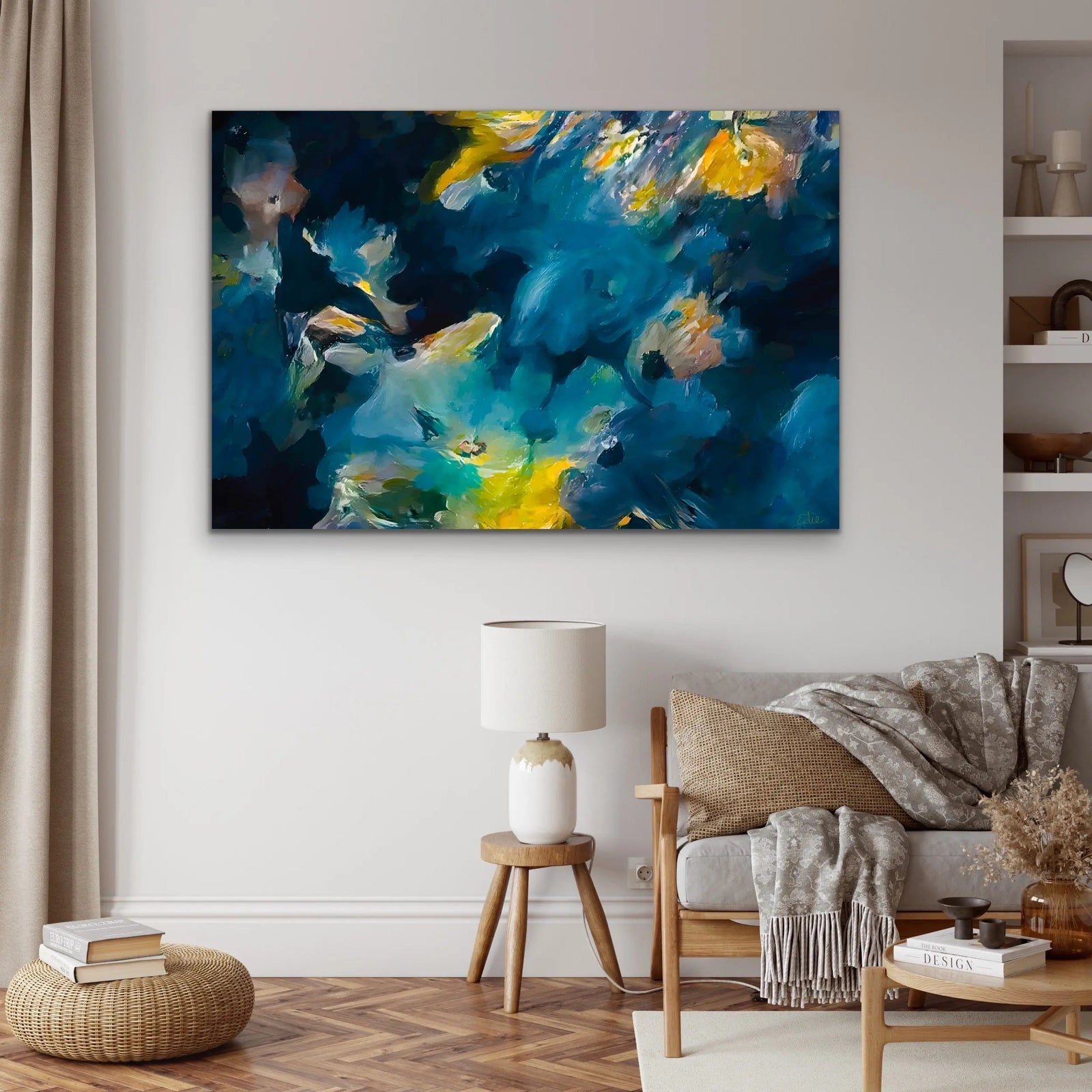 Vision - Limited Edition Blue and Yellow Abstract Floral Print - I Heart Wall Art