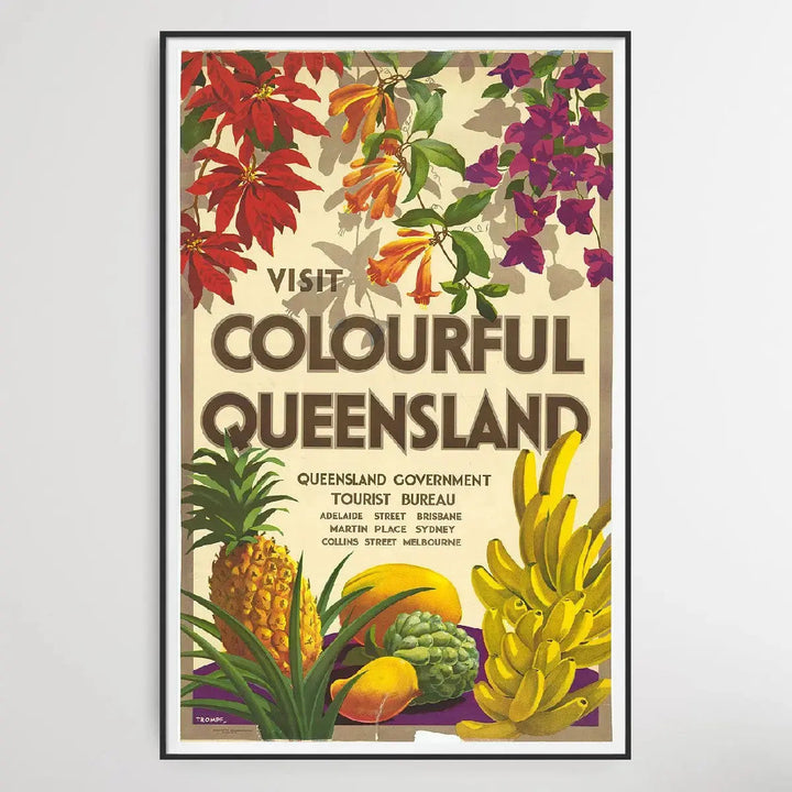 Visit Colourful Queensland Vintage Travel Poster - I Heart Wall Art