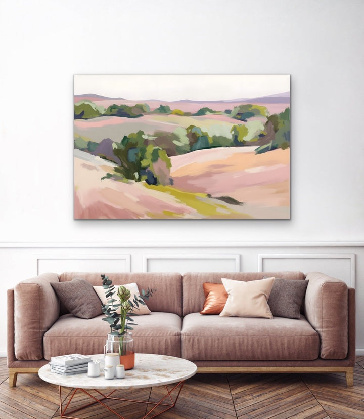 Vista - Australian Landscape Pastel Coastal Stretched Canvas or Fine Art Print - I Heart Wall Art - Poster Print, Canvas Print or Framed Art Print