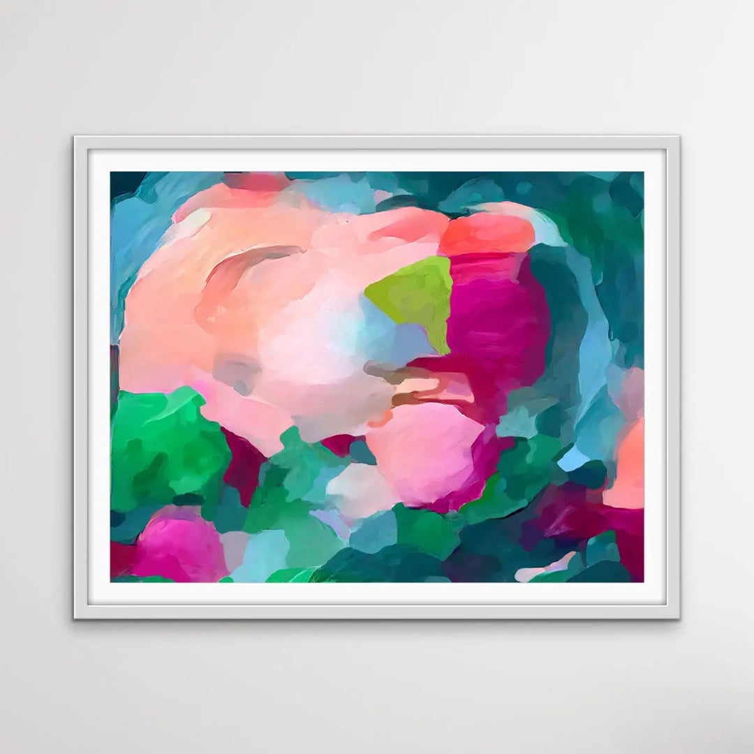 Viva - Bold Jewel Toned Abstract Print With Blue and Turquoise and Pink by Edie Fogarty I Heart Wall Art Australia 