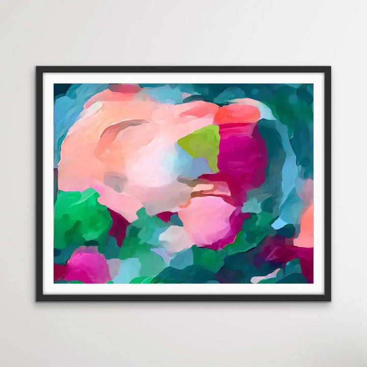 Viva - Bold Jewel Toned Abstract Print With Blue and Turquoise and Pink by Edie Fogarty I Heart Wall Art Australia 
