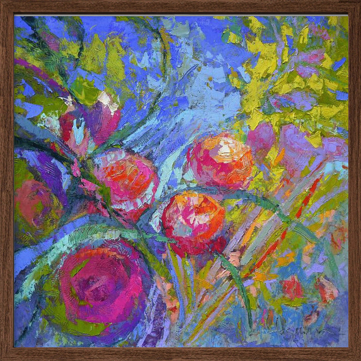 Vivid Blooms Dance - Square Stretched Canvas, Poster or Fine Art Print I Heart Wall Art