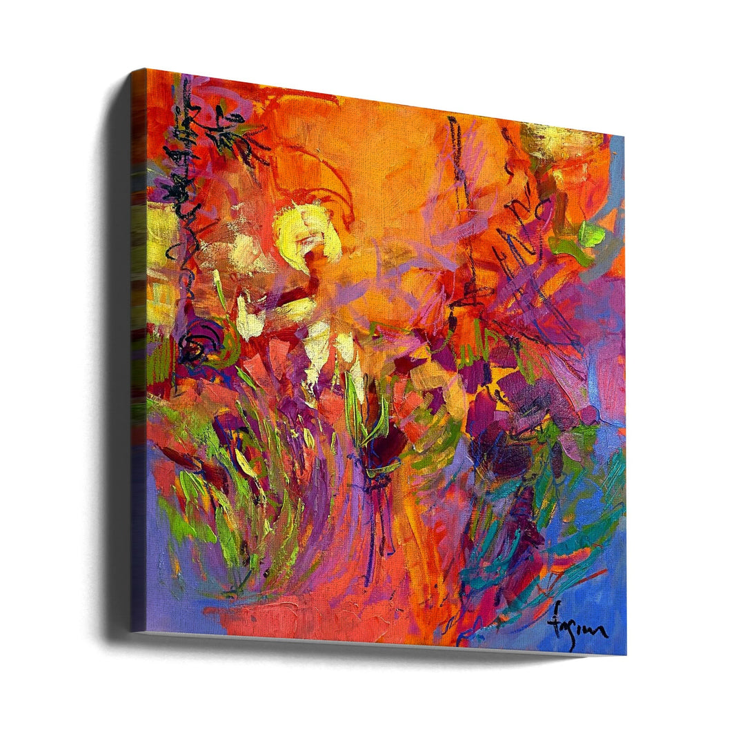 Vivid Sunburst - Square Stretched Canvas, Poster or Fine Art Print I Heart Wall Art
