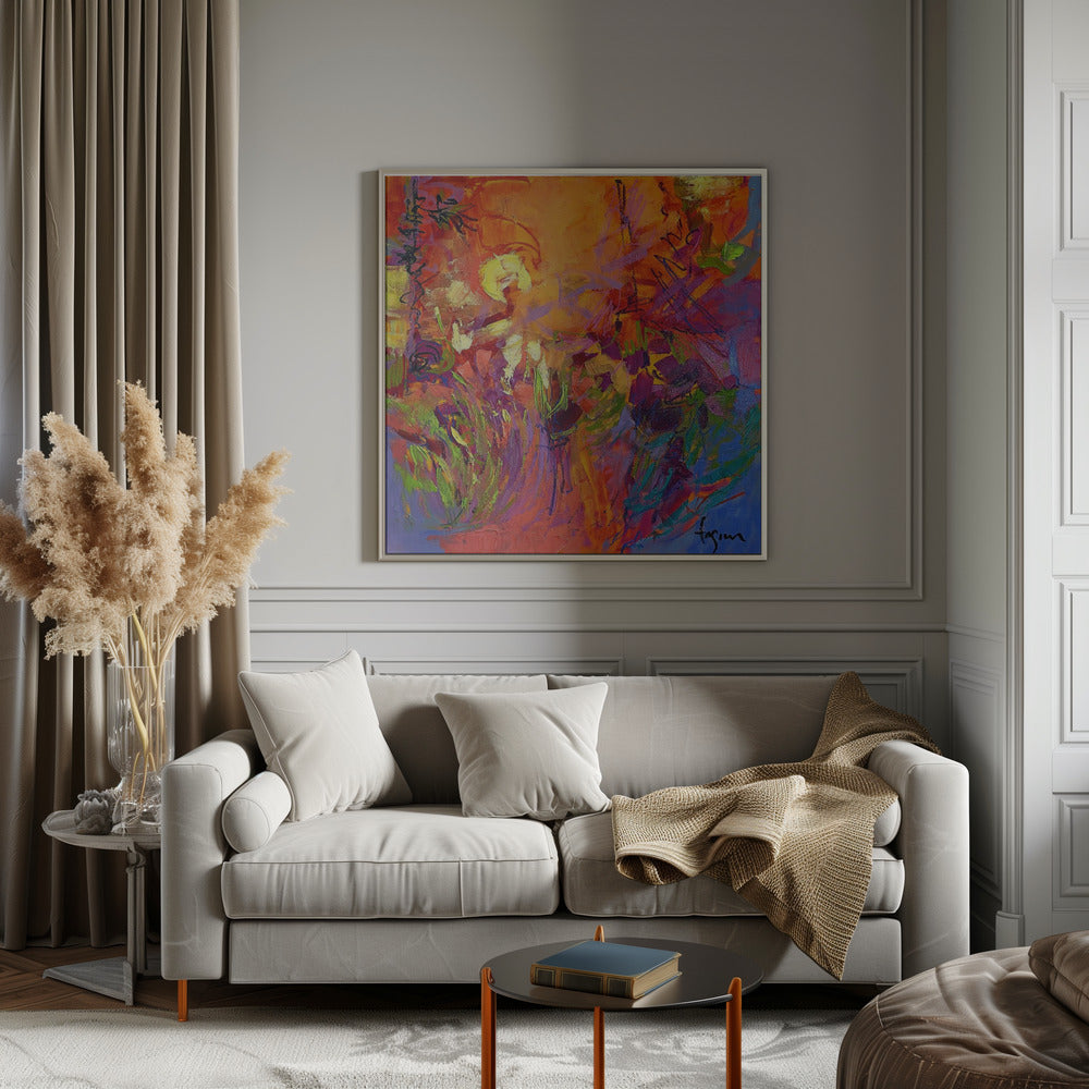 Vivid Sunburst - Square Stretched Canvas, Poster or Fine Art Print I Heart Wall Art