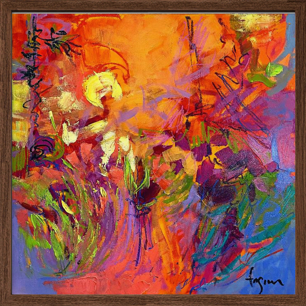Vivid Sunburst - Square Stretched Canvas, Poster or Fine Art Print I Heart Wall Art