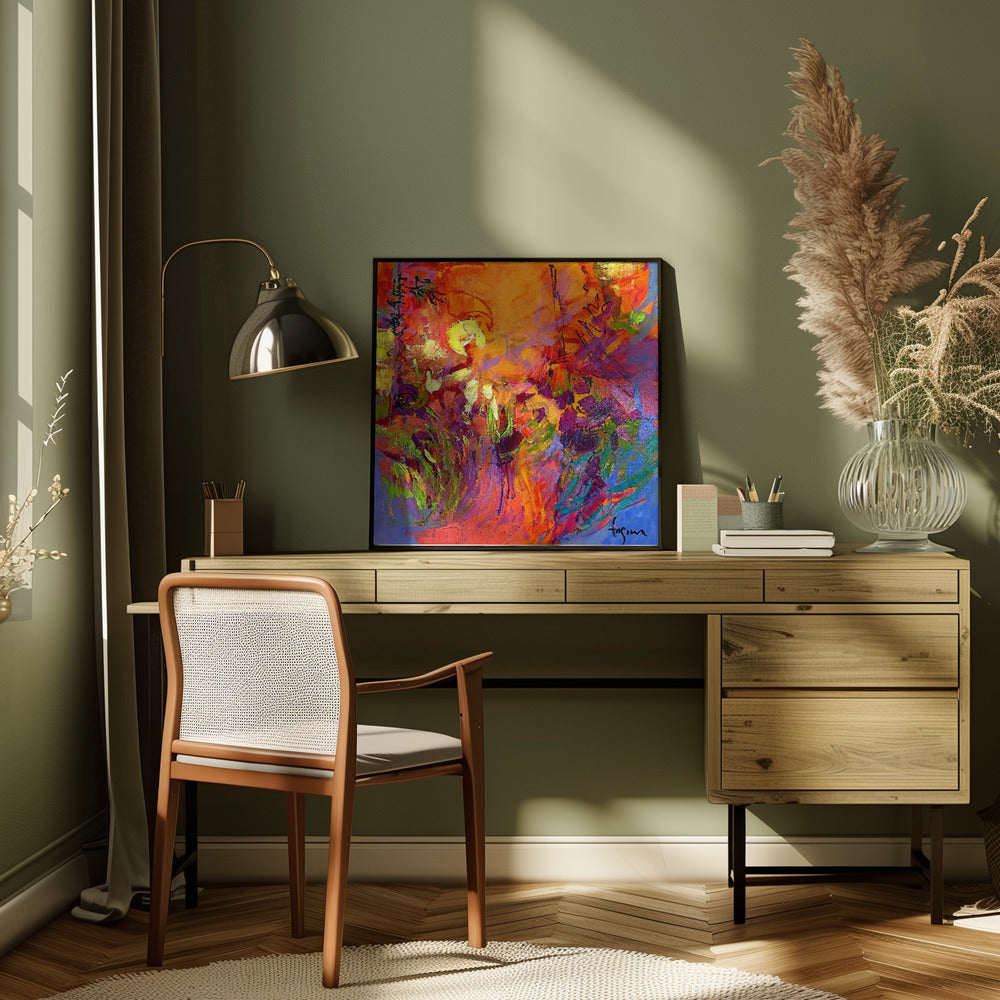 Vivid Sunburst - Square Stretched Canvas, Poster or Fine Art Print I Heart Wall Art