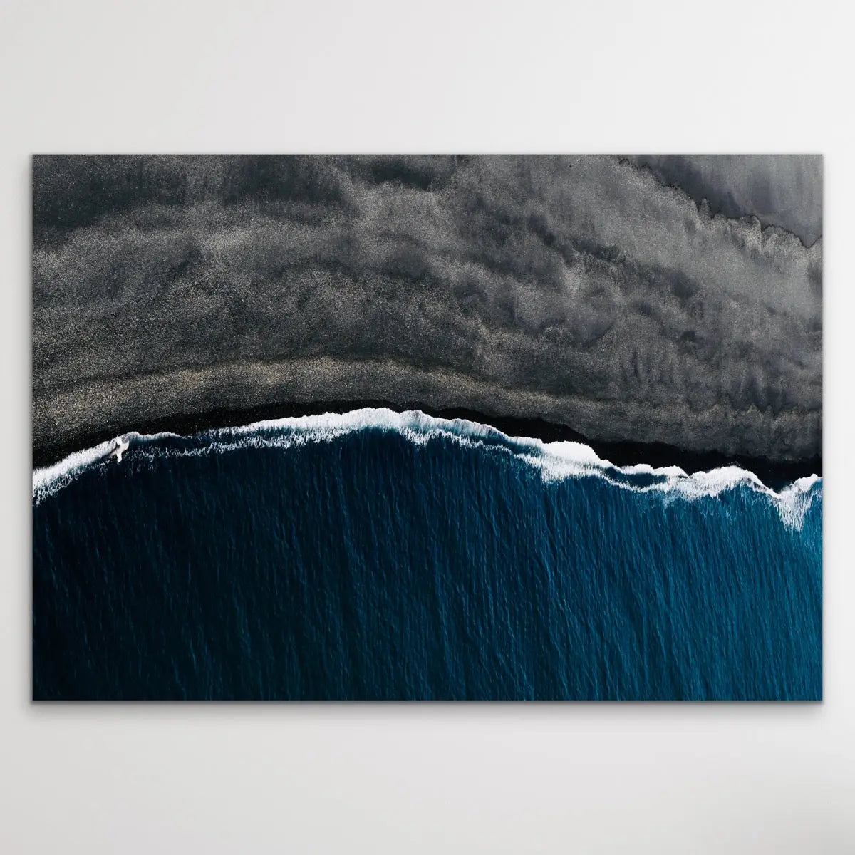 Volcanic Shore - Aerial Photographic Print of Icelandic Shore In Grey And Blue I Heart Wall Art Australia 