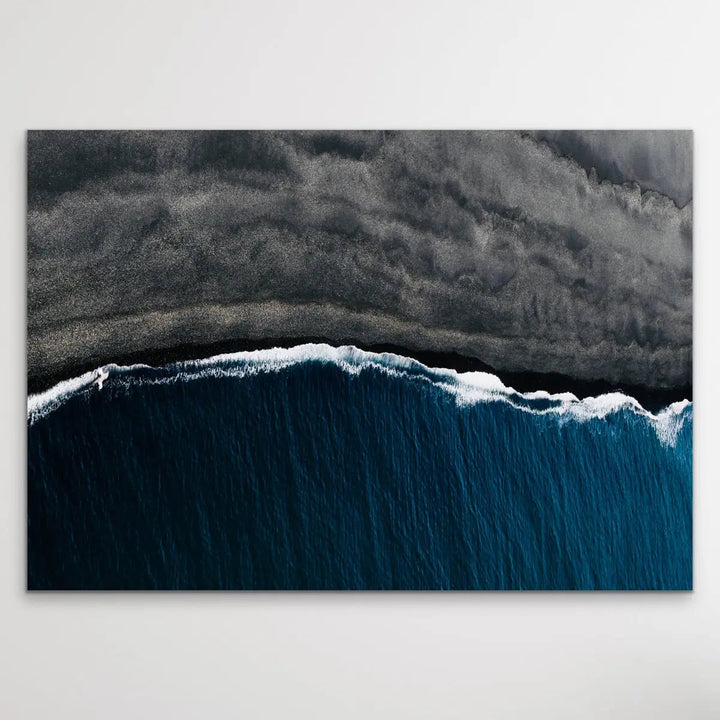 Volcanic Shore - Aerial Photographic Print of Icelandic Shore In Grey And Blue I Heart Wall Art Australia 