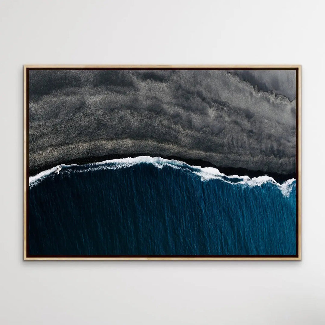 Volcanic Shore - Aerial Photographic Print of Icelandic Shore In Grey And Blue I Heart Wall Art Australia 