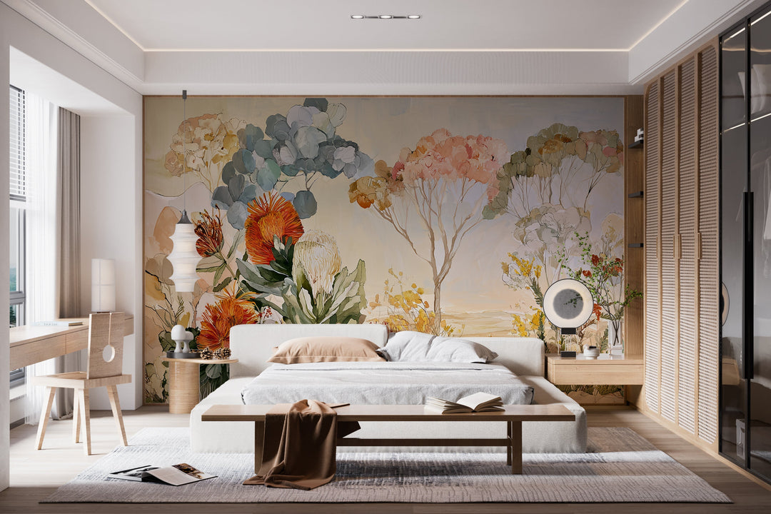Wandering Blooms- Floral Peel and Stick Premium Wallpaper Mural