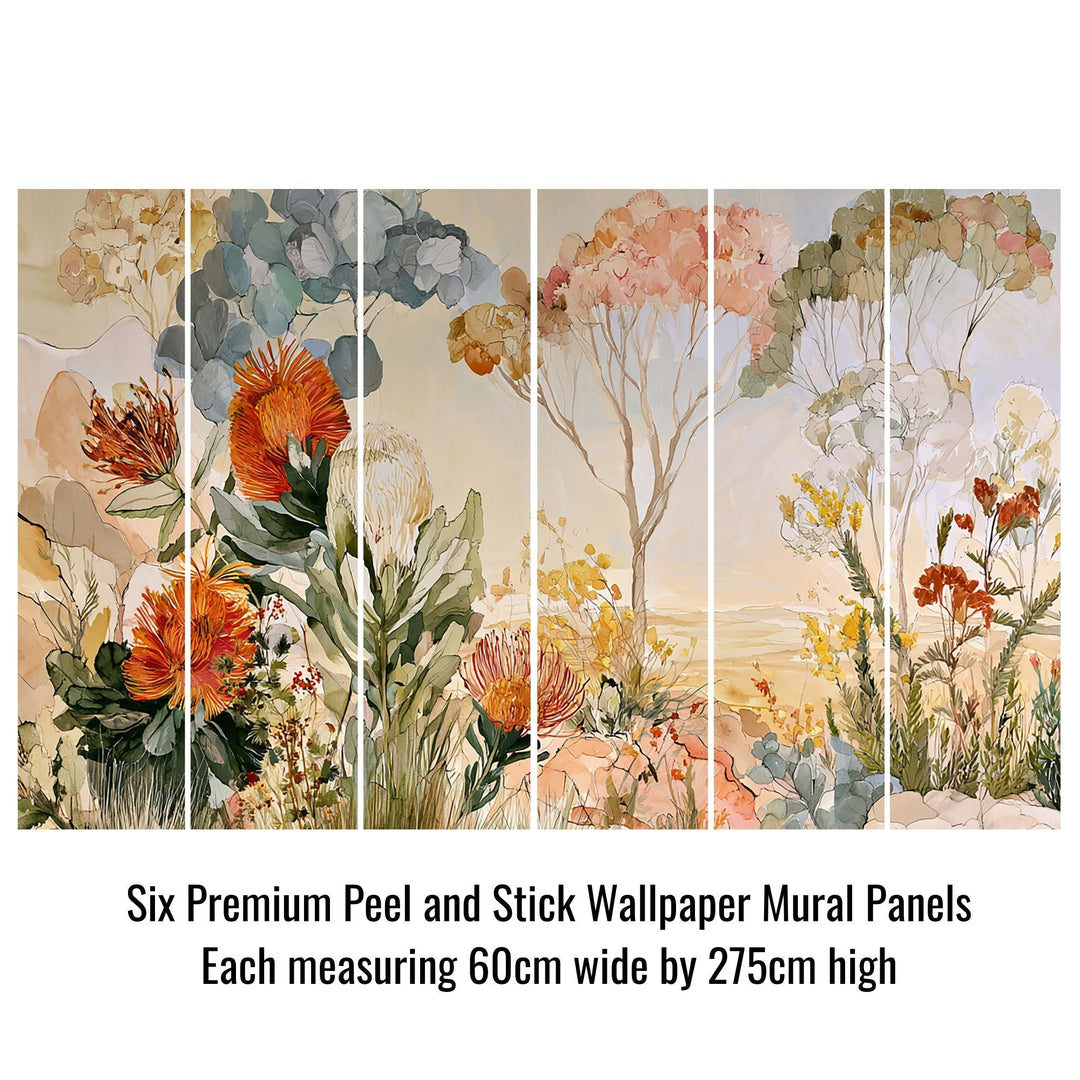 Wandering Blooms- Floral Peel and Stick Premium Wallpaper Mural