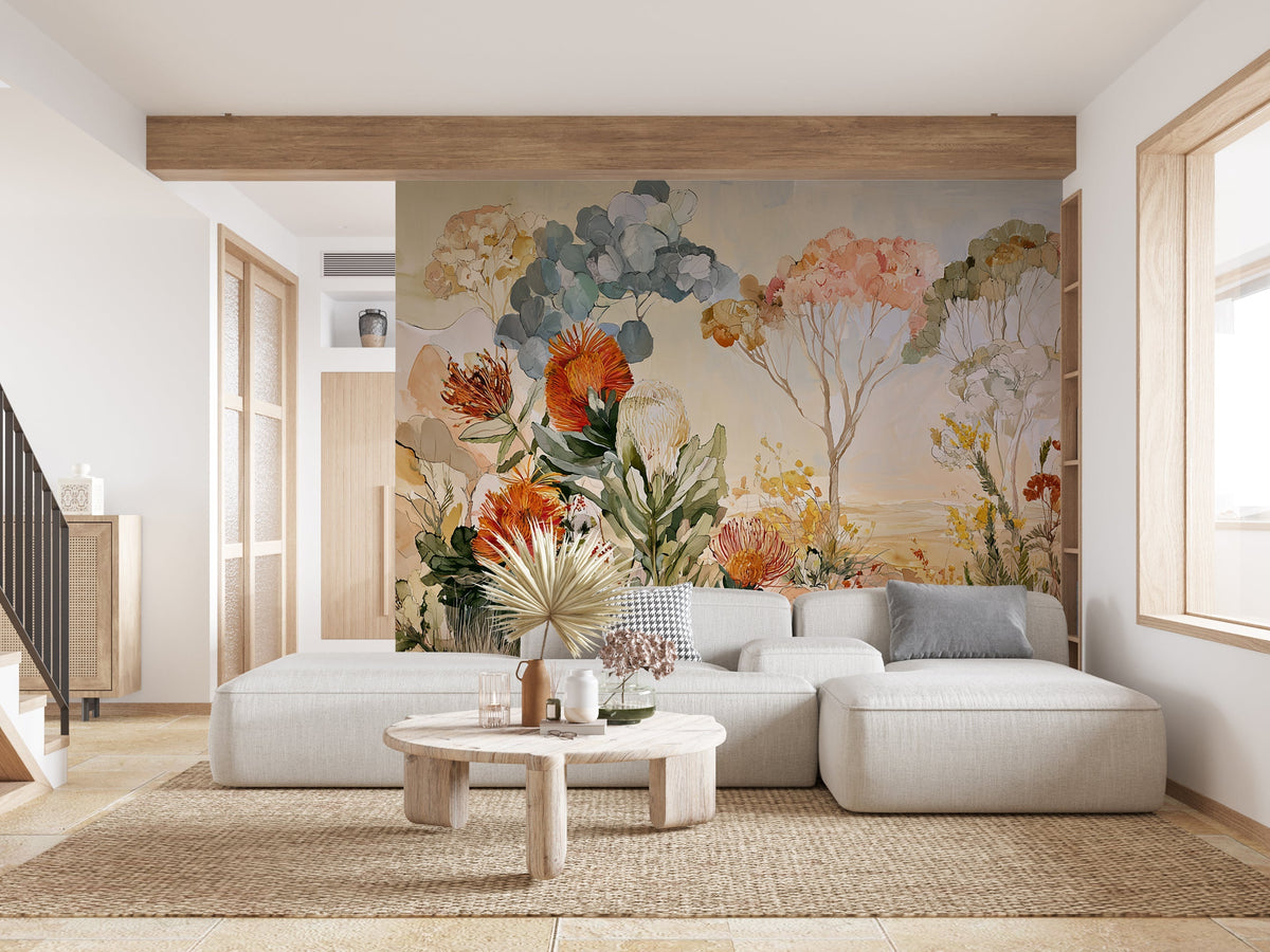Wandering Blooms- Floral Peel and Stick Premium Wallpaper Mural