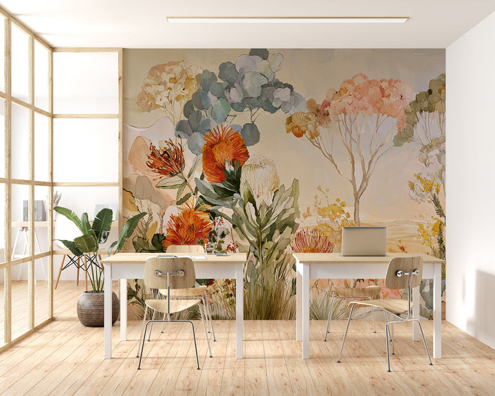 Wandering Blooms- Floral Peel and Stick Premium Wallpaper Mural