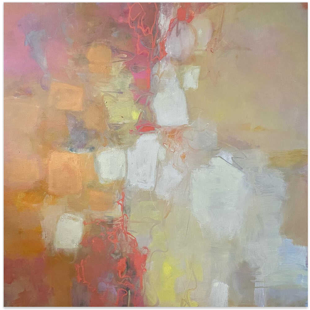 Warm Abstract Flow - Square Stretched Canvas Poster or Fine Art Print