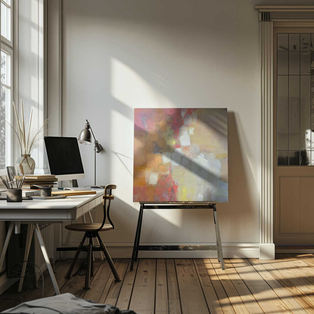 Warm Abstract Flow - Square Stretched Canvas Poster or Fine Art Print