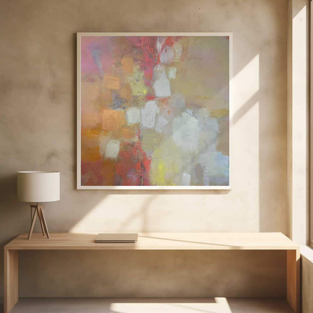 Warm Abstract Flow - Square Stretched Canvas Poster or Fine Art Print