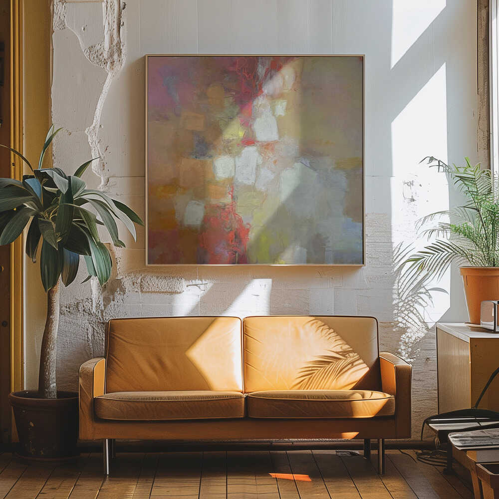 Warm Abstract Flow - Square Stretched Canvas Poster or Fine Art Print