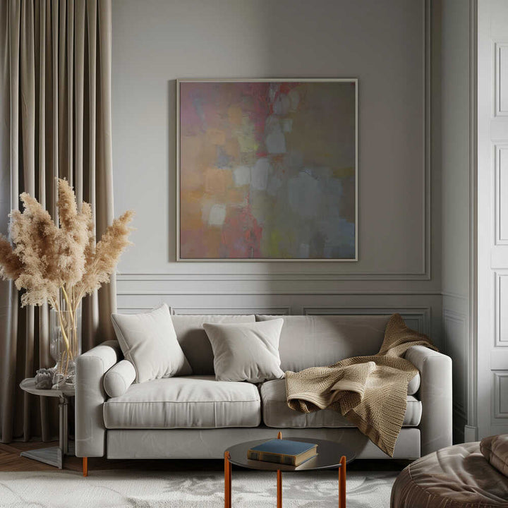Warm Abstract Flow - Square Stretched Canvas Poster or Fine Art Print