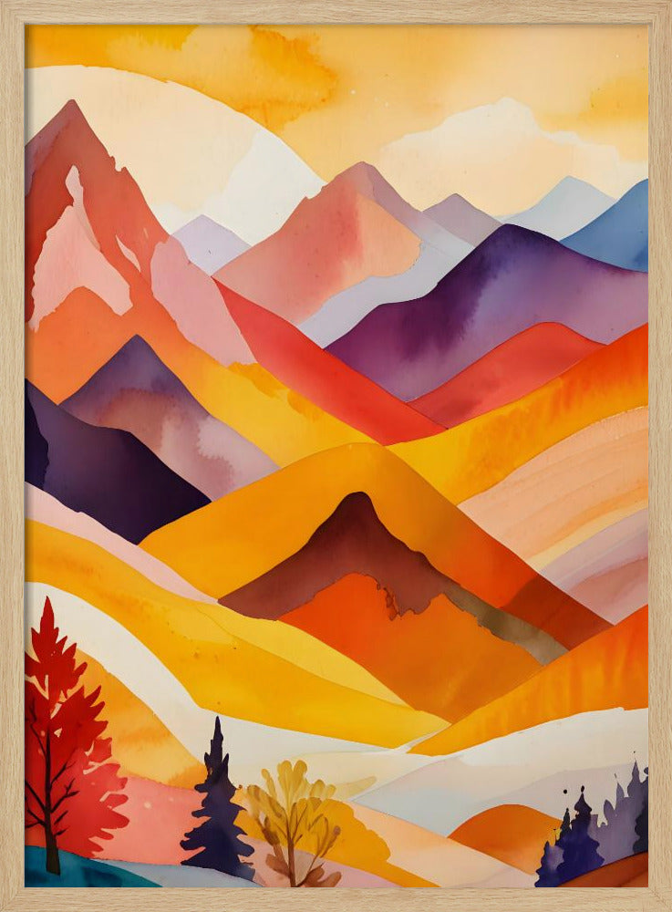 Warm Autumn Mountains - Stretched Canvas, Poster or Fine Art Print I Heart Wall Art