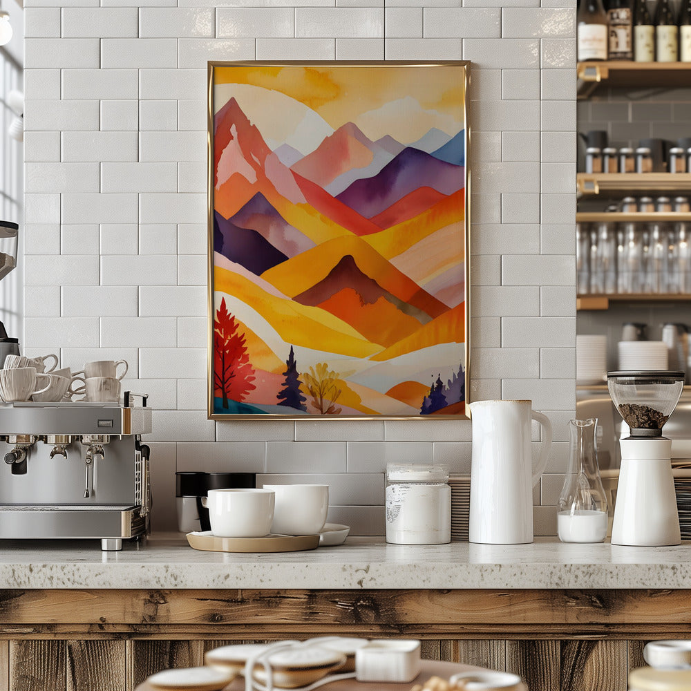 Warm Autumn Mountains - Stretched Canvas, Poster or Fine Art Print I Heart Wall Art