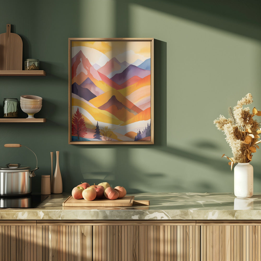 Warm Autumn Mountains - Stretched Canvas, Poster or Fine Art Print I Heart Wall Art