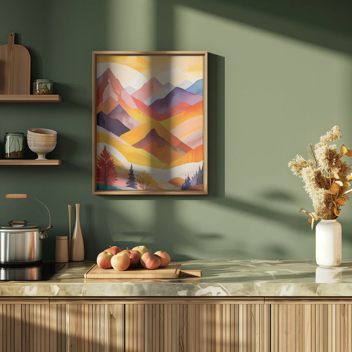 Warm Autumn Mountains - Stretched Canvas, Poster or Fine Art Print I Heart Wall Art