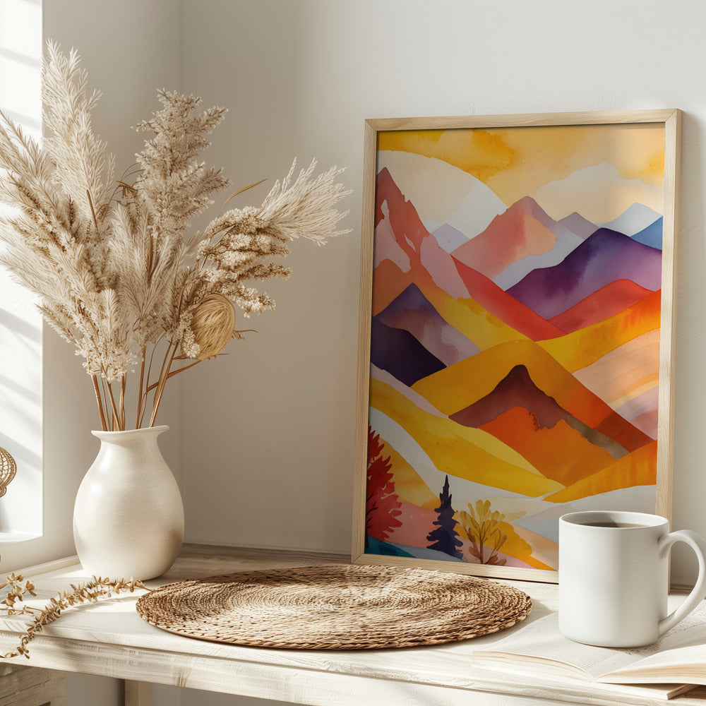 Warm Autumn Mountains - Stretched Canvas, Poster or Fine Art Print I Heart Wall Art