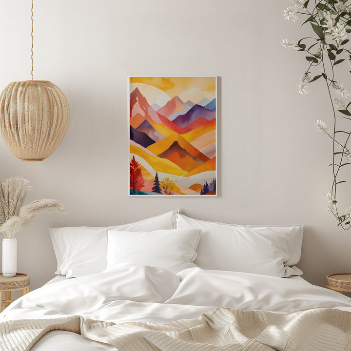 Warm Autumn Mountains - Stretched Canvas, Poster or Fine Art Print I Heart Wall Art