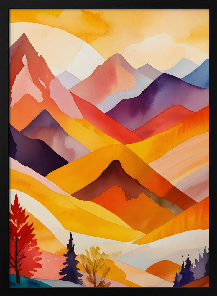 Warm Autumn Mountains - Stretched Canvas, Poster or Fine Art Print I Heart Wall Art
