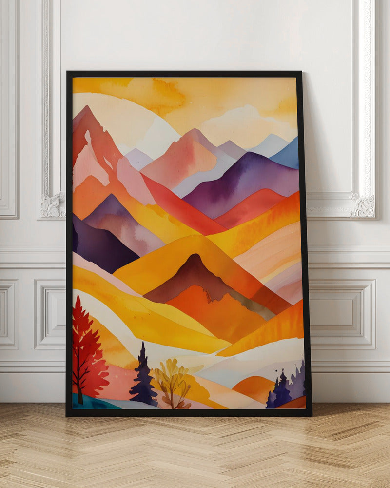 Warm Autumn Mountains - Stretched Canvas, Poster or Fine Art Print I Heart Wall Art