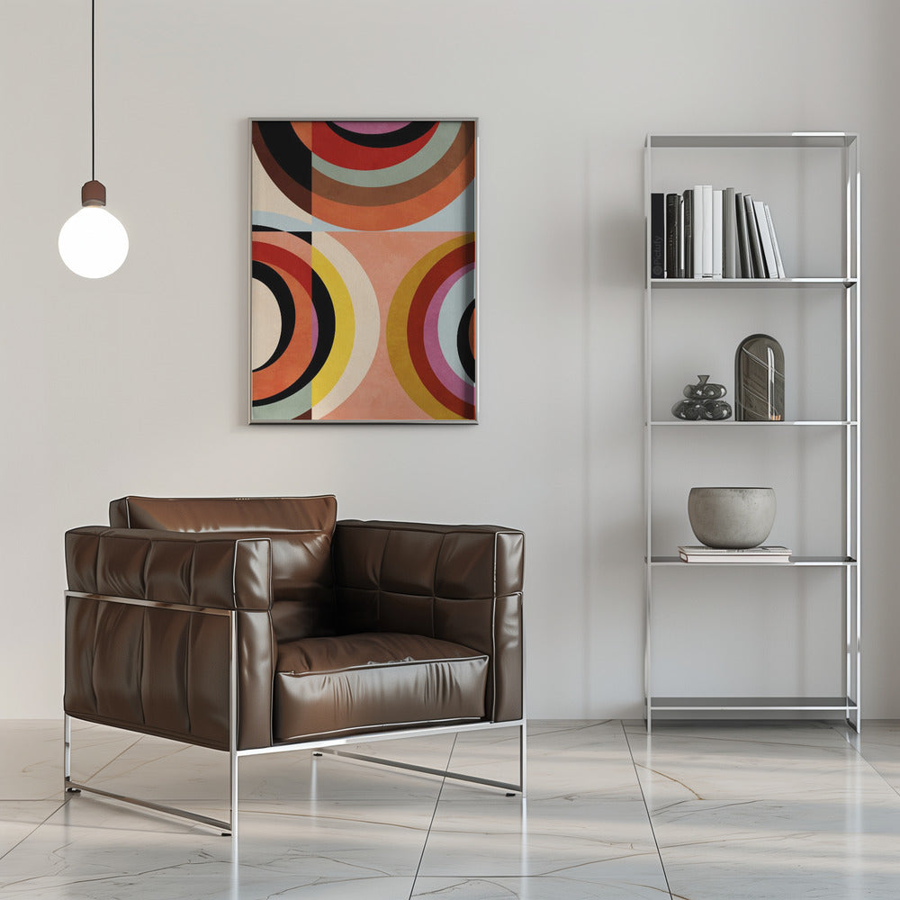 Warm Colors Bauhaus Geometry3 - Stretched Canvas, Poster or Fine Art Print I Heart Wall Art