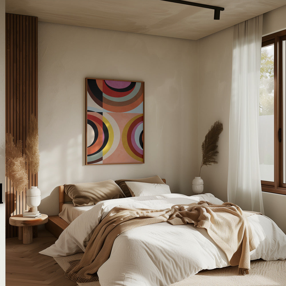 Warm Colors Bauhaus Geometry3 - Stretched Canvas, Poster or Fine Art Print I Heart Wall Art