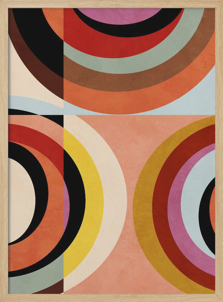 Warm Colors Bauhaus Geometry3 - Stretched Canvas, Poster or Fine Art Print I Heart Wall Art