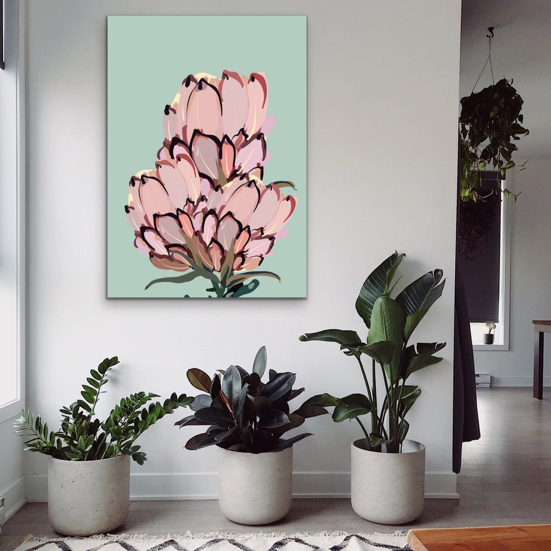 Warm Nights In The Garden / Print One -  Colourful Protea Bouquet Graphic Art Print - I Heart Wall Art