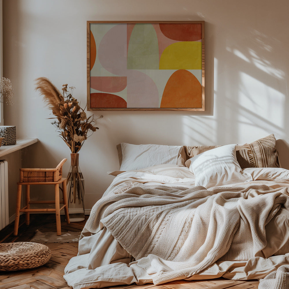 Warm Pastel Geometry - Stretched Canvas, Poster or Fine Art Print I Heart Wall Art